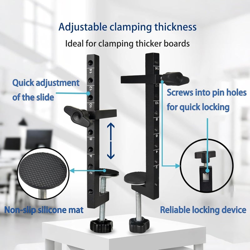 Objuni 2Pcs Desk C Clamp Extra wide range of 0-5.6 Inch, Stainless Steel Table Clamp Mount Holder with Fine-Tuning Bolt, Wide Throat Saw clamp for Woodworking, Office, Craft (2) - Image 3